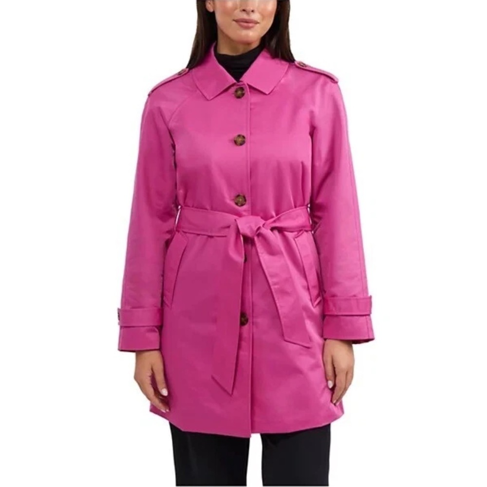 Ellen Tracy FUCHSIA Women's Coated Gab Trench with Polyfill Insulation